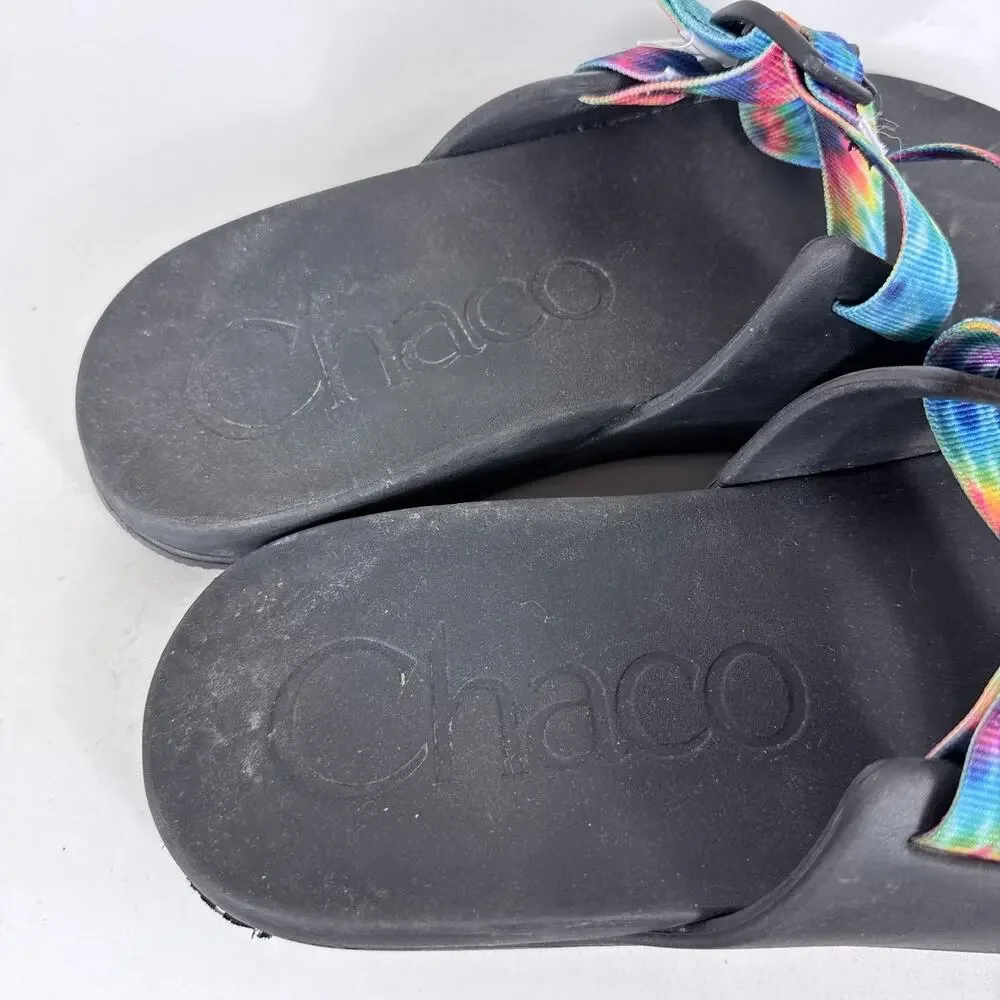 Chaco Chillos Slide Sandals Men's 12 Dark Tie-Dye Comfort Adjustable Slip On